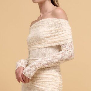 Elegant Cream Lace Off-Shoulder Top